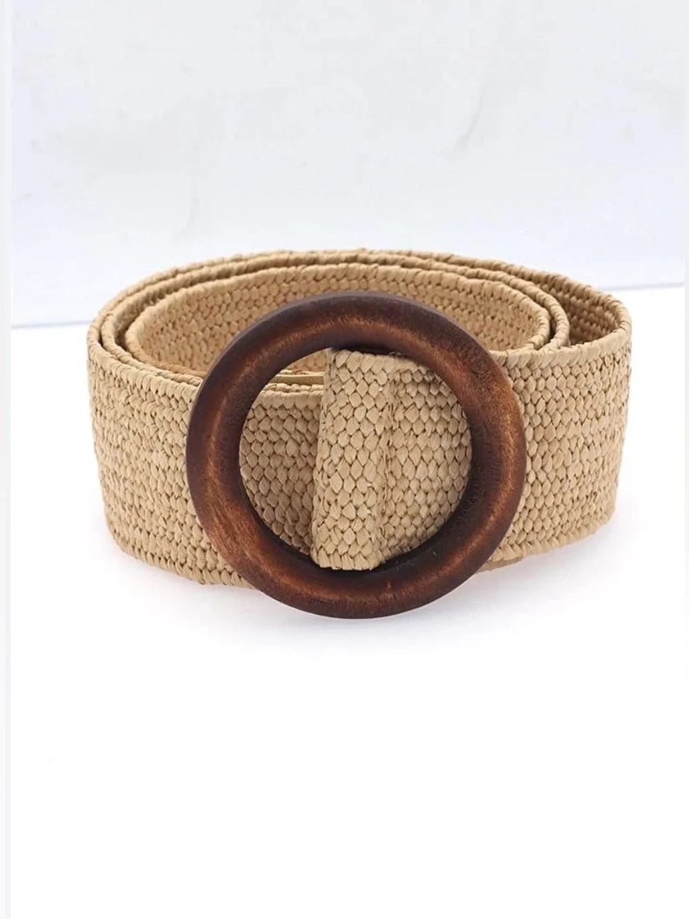 Zara Natural Beige Woven Belt with Wooden Ring